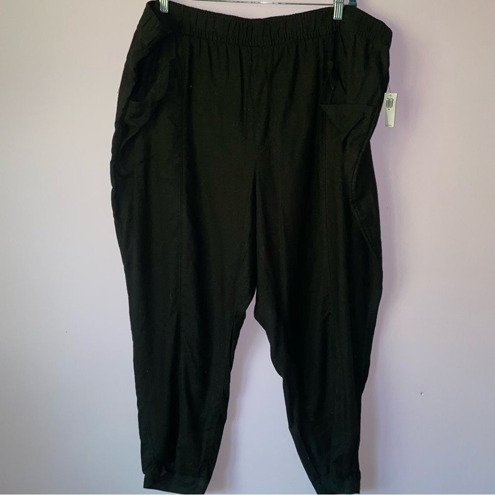 NEW Old Navy Size 3X Black Linen Pants Lagenlook Beach Vacation